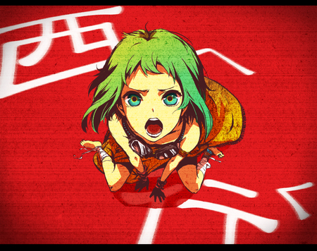 vocaloid - brown dress, red, vocaloid mayura, green eyes, green hair