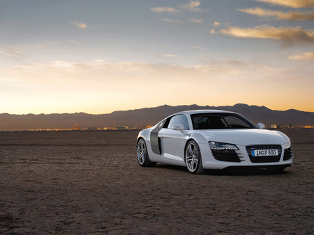 Audi R8 - audi, audi r8 white, audi in desert, audi r8