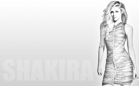 Shakira - woman, white, shakira, draw, black