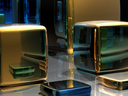 Silver & Gold - abstract, 3d, cgi, art