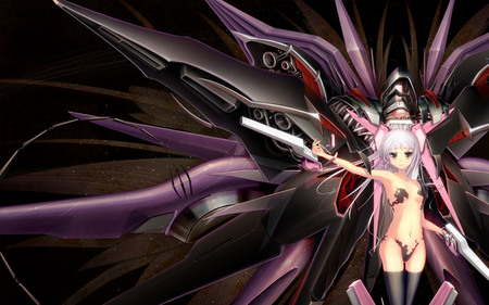 Martian Successor Nadesico - pretty, anime girl, beautiful, hot, beauty, cool, stunning, badass, purple, awesome, mecha, cute, thigh highs, sexy, martian successor nadesico