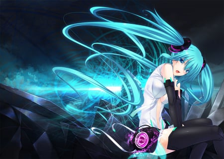 Miku Append - pretty, anime girl, vocaloid, twintails, append, beautiful, hot, beauty, stunning, miku, cute, hatsune, aqua hair, vocaloids, sexy