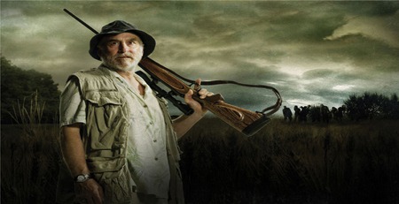 THE WALKING DEAD Dale - field, the walking dead, rifle, dale