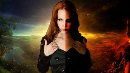 simone simons - pretty, cg, fantasy, redhead, photography, illusion, singer