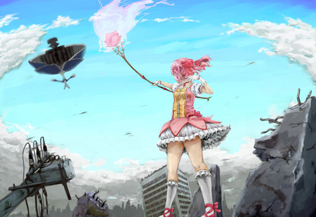 Minor Inconvenience - beauty, mahou shoujo madoka magica, sky, sexy, kaname madoka, hot, anime girl, walpurgis no yoru, beautiful, cute