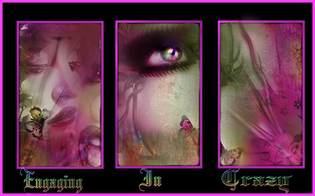 engaging in crazy - face, butterfly, fantasy, pink, strange, texture, eye, green