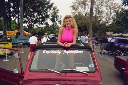 EVERLASTING IMPRESSION - cars, hottie, hot, girl, blonde, pink, outside, car, model, show, suzuki