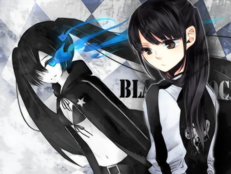 Black Rock Shooter - sexy, hair, mato, eye, shooter, kawai, black, bra, cool, blue, anime, kuroi, rock, cute, ova