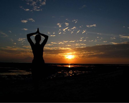 Maria-with-her-yoga-pose-at-Sunset-Point-Gili-Trawangan - women, sky, yoga, silhoutte, nature, clouds, beautiful, sunsets, pose