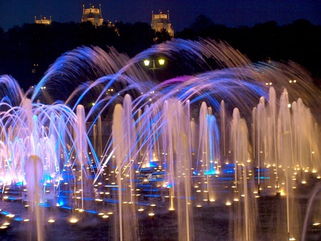 Amazing show - russia, fountain, moscow, amazing, lights, night, architecture