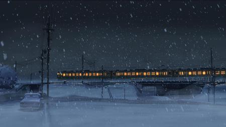 Midnight train - winter, train, bridge, snow