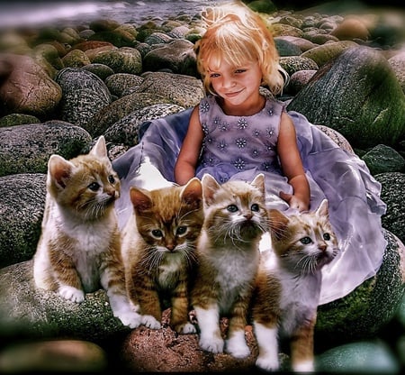 My Kittys - cute, adorable, kittens, child