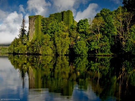 Ardchonnel Castle - lake, ardchonnel, reflection, castle, gothic