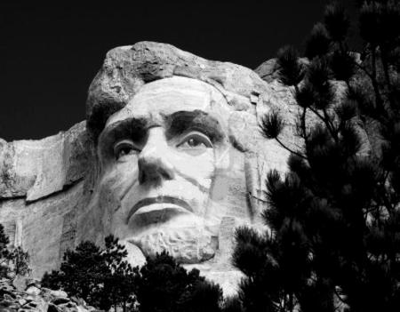 the-head-of-abraham-lincoln-on-mount-rushmore-national-memorial-in-black-and-white - architecture, mount, president, usa, lincoln, head, world