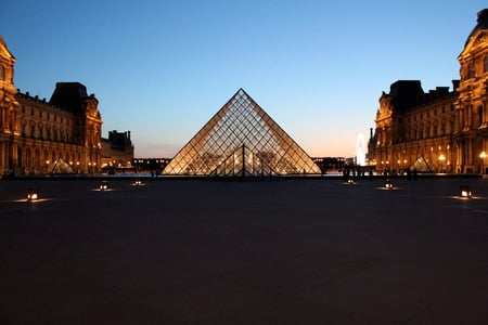 Louvre Paris - louvre, paris, city, night