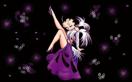 betty boop - woman, fun, female, cartton, heels, funny, drawing, purple, brunette, cute