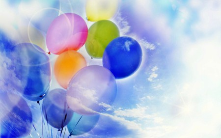 beautiful balloons - beauty, sky, balloons, abstract, rubber, blue, fly