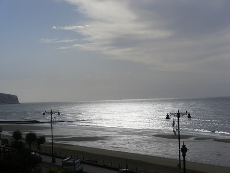 Sandown, Isle of Wight. - clouds, sandown, water, beach, sea, sky, lamps