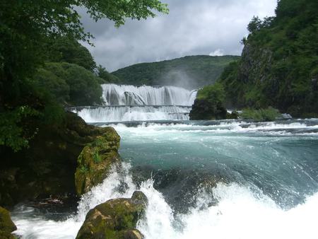 Una River Bosnia - waterfals, nature, clouds, river, water