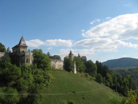 Castle of Ostrozac in  Bosnia - blue sky, castle, ancient, clouds