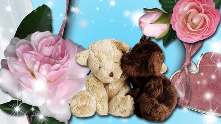 Roses and Teddy Bears - plush, stars, softies, rose, teddy bears stuffed animals, hearts, valentines day, flowers, firefox persona