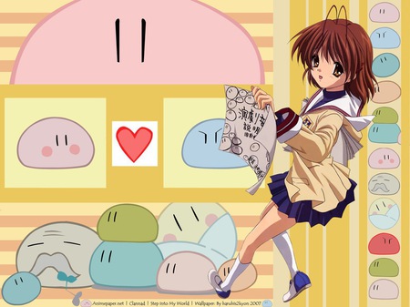 Cute Nagisa - pretty, anime, girl, nagisa, clannad, brown hair, dango family, school girl