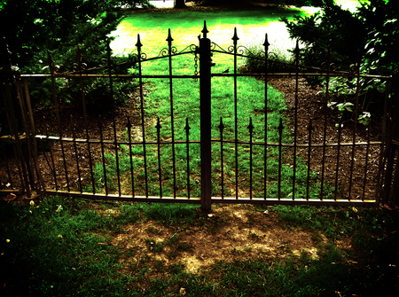 The Keeper - gate, hdr, dirt, grass, dark