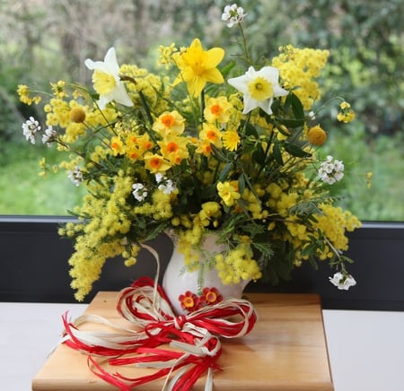 still life - flowers, vase, window sil, spring, still life