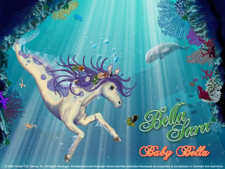 Bella Sara- Underwater Sea Horse - water, horses, animals, lights