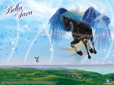 Bella Sara- Black Magic - flying, horses, fictional, animals