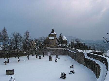 Ostrozac castle Bosnia - beutiful, winter, ancient, castle