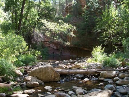 Rocky River - riverstones, forest, water, sedona