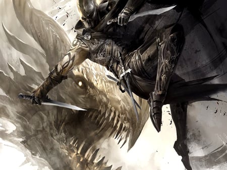 Thief Strike - dagger, warrior, fighter, knight, video game, thief strike, guild wars, war, game, battle, strike, dragon, sword