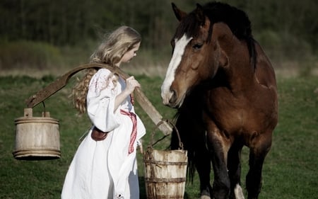 JUDY'S BEST FRIEND CHARLEY - village, horse, girl, friends