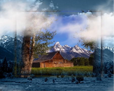 Old Barn - summer, farm, mountains, barn, nature