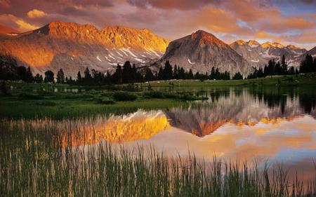 Magnificent Sunset in WDS - clouds, sundown, wds, reflection, orange, mountain, dark, widescreen, magnificent, sunset, magnificent sunset, red, lake, sky