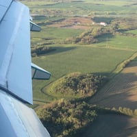 Aircraft Over the fields before landing 