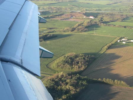 Aircraft Over the fields before landing 