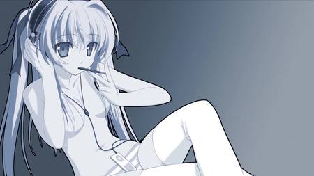 White Music - girl, headphones, anime, white