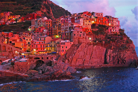 Bella Italia - abstract, water, amazing, beautiful, sea, bella, city, architecture, manarola, red, places, italy