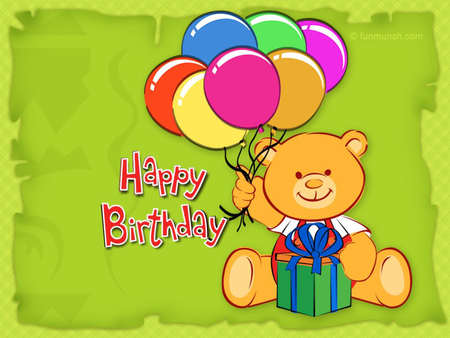 Glad to wish you... - gift, bear, toy, present, funny, aniversary, amazing, yellow, pink, red, blue, orange, wish, green, little, happy