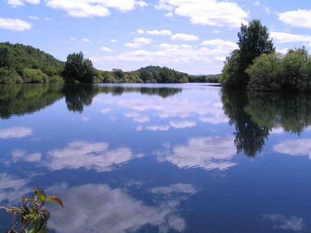 Sky reflection - nature, river, clouds, beautiful, blue sky