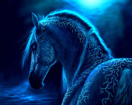 Fantasy horse - fantasy, magical, horse, blue