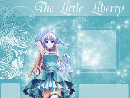 The Little Liberty - anime, girl, stars, blue