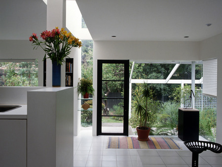 Interior design - glass, trees, room, design, black, plants, minimalism, vase, wood, white, table, interior, plant, green, house, flowers