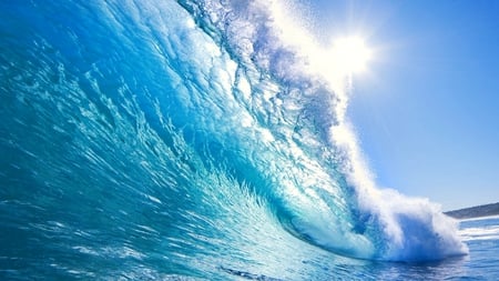 Crystal Blue Waves - ocean, beach, sky, sun, water, summer, stunning, waves, nature, crystal, pretty, blue, beautiful, sea