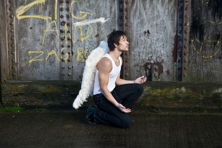 Grunge Angel - wings, grunge, man, angel