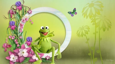 How Green is Frog - flowers, trees, summer, green, butterfly, spring, firefox persona, frog