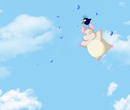 Free Fall - sky, falling, clouds, mouse, bird