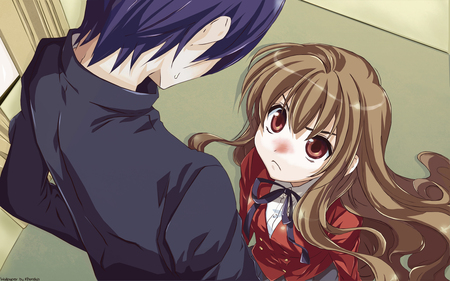 Toradora - ryuji takasu, taiga aisaka, toradora, long hair, schoolgirl